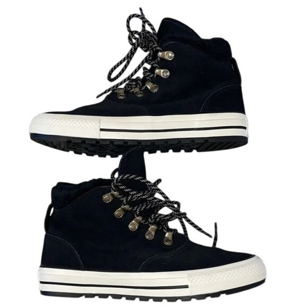 Converse Chuck Taylor All Star Women's Boot 8 Black Suede Faux Fur Lined Winter